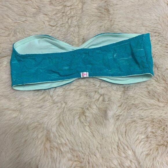 PINK Victoria’s Secret Blue & Green Lace Bandeau Bralette size M - Picture 5 of 5
